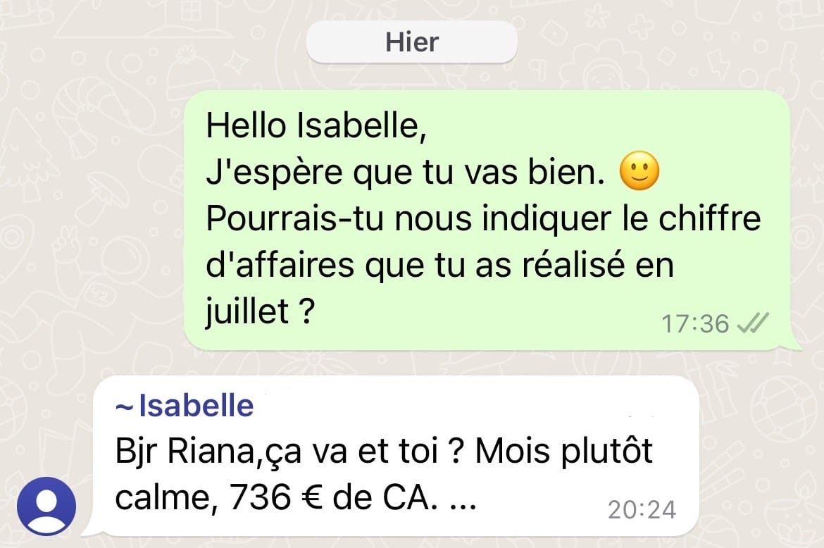 Résultats Isabelle - évolution du CA